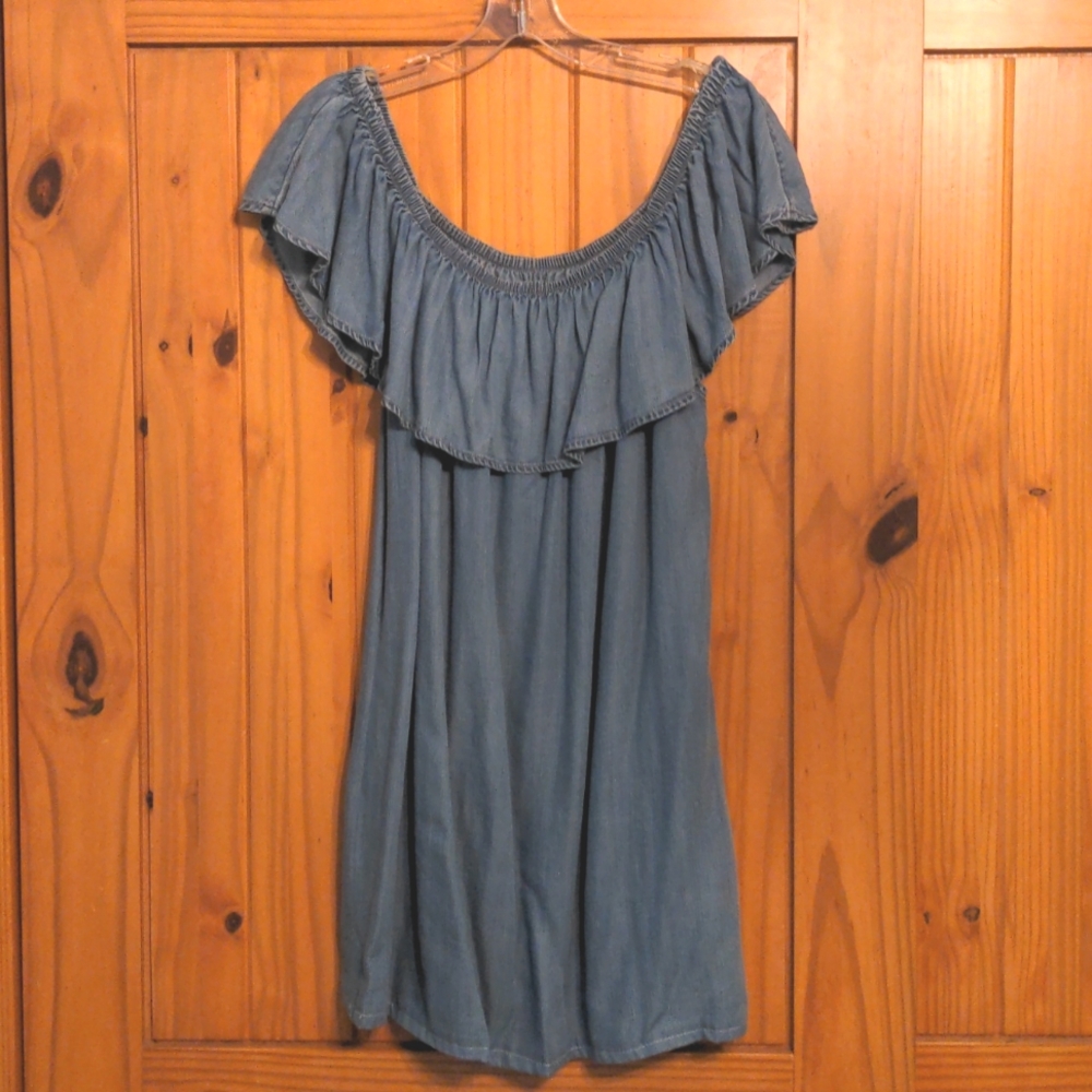 American Eagle Denim Off-The-Shoulder Dress-Size Large